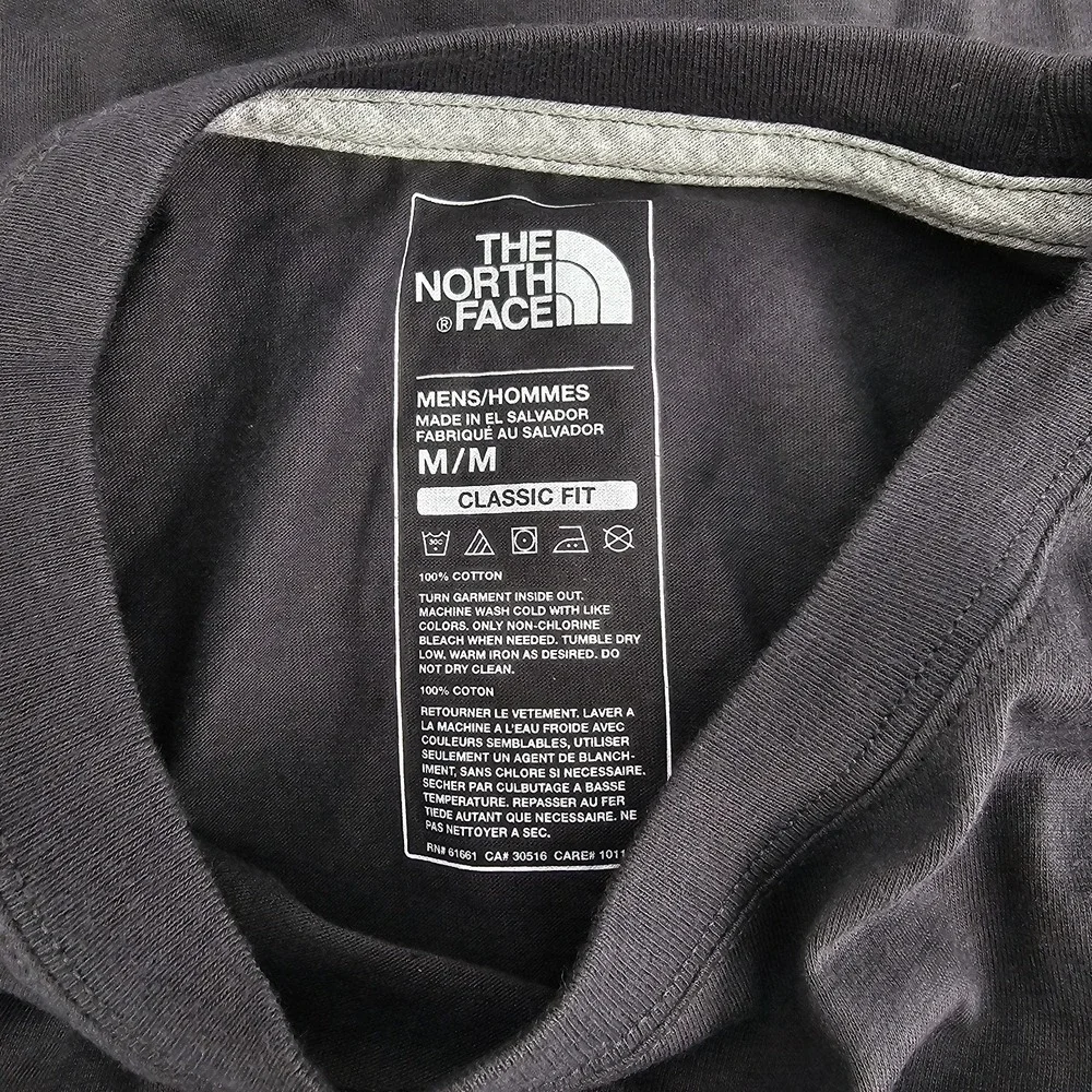 The North Face Dark Grey T Shirt Red Never Stop Exploring Logo Men's Medium NWOT